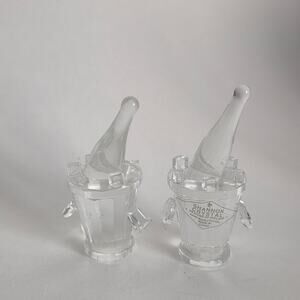 Shannon Crystal Set of 2 Champagne Bottles in Ice Bucket Figurines